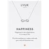 LUUK LIFESTYLE Collana con Ciondolo Infinito (50cm) in Acciaio Inossidabile e Carta regalo HAPPINESS, Regali per Lei, Donna, Moglie, Madre, Impermeabile, Portafortuna, Gioiello Moda, Argento