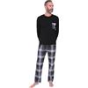 thepyjamafactory Uomo Nero e Bianco Quadri Lungo Cotone Pigiama (Medio)