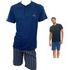 Il Granchio Pigiama Uomo Estivo Corto Cotone Mezza Manica - Pigiama Uomo Leggero (1050 Oceano, XL)