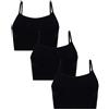 UnsichtBra Set da 3 Bustier Senza Ferretto per Donna | Confezione Multipla di Reggiseni Bralette con Spalline Sottili | Indumenti Base per Lo Sport e Lo Yoga, Top Bustier (3 x Nero, M-L)