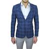 Andrea Marinelli Giacca Uomo Marinelli Sartoriale in Lino 100% Made in Italy Blu Quadri Elegante Cerimonia (m)