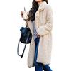 Shallood Donna Cappotto in Pelliccia Sintetica Midi Lungo Sciolto Morbidi Manica Lunga Caldo Risvolto Pelliccia Ecologica Giacca Donna alla Moda Cappotti Albicocca 50