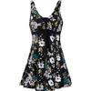 Wantdo Costume da Bagno Estate Taglie Forti Costume Intero Alta Vita Push Up Swimsuit per Mare e Spiaggia Donna Un Pezzo Fiore di Prugna 50-52