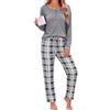 Litherday Pigiama Donna Invernale Cotone Lungo Pantaloni Fantasia per Casa | Completo notte donna a manica lunga con tasche laterali e tessuto morbido per dormire e rilassarsi in casa