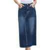 Allegra K Donna Gonna Lunga in Denim con Spacco sul Retro | Spacco Posteriore Lunghezza Maxi Vita Alta Elastico Vita Gonna Jean a Linea H Abbigliamento Cowgirl Western