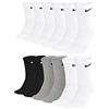 Nike Calzini da allenamento unisex Everyday Cushioned Crew SX7664, 6 paia, Taglia: 34-38, Articolo: -100 bianco + 901 grigio/bianco/nero