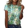 ORANDESIGNE T Shirt Maglietta Manica Corta Girocollo Donna Estiva Elegante Camicia T-Shirt da Donna Divertenti Fiore Uccello Stampata Maglietta Estiva Donna Moda Top P Verde M