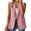 nicticsi Blazer Senza Maniche da Donna Tinta Unita Business Gilet con Bottone Singolo e Tasca Falsa Elegante Moda Scollo a V Gilets Casual A Rosa XS