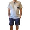 ARTIGIANI DEL PIGIAMA Pigiama Corto Manica Corta Pantalone Corta 100% Cotone Uomo Serafino e Pantaloni con Tasche 100% Made in Italy
