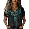 Uwdiohq Camicetta Casual Elegante con Scollo A V Camicia da Donna in Cotone Stampa, alla, Casual, Maniche Corte (Black, XXXXXL) Bianca Blusa Top Estiva Country Camicietta Rossa Mezza Manica