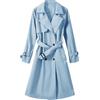 Vancavoo Trenchcoat Donna Giacca Primaverile Autunnale Cappotto Classico Doppiopetto Lungo Parka Windbreaker Giacche con Tasche,Blu,XL