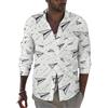 peiyeety Camicie da Uomo a Maniche Lunghe con Stampa di aeroplani di Carta Vintage, Camicie da Uomo Casual Elasticizzate con Bottoni, vestibilità Regolare