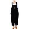 Bigassets Donna Inverno Autunno Vintage Tuta Senza maniche Salopette Style 1 Black