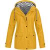 Generico Giacca Impermeabile Donna Leggera, Giacca Antipioggia Donna Antivento Lungo Trench con Cappuccio Traspirante a Vento Raincoat per All'aperto Campeggio Trekking