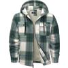 SwissWell Camicia Boscaiolo Uomo Giacca Flanella a Quadri Spessi Fodera di Peluche Felpa Cappuccio Foderata Casual Uomo Felpa con Cappuccio in pile Giacca Invernale con Tasca(Verde bianco-XL)