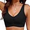 NLAND Top Bikini da Donna Costume da Bagno Reggiseno con Imbottitura Removibile Costume da Bagno Top Classico Plissettato