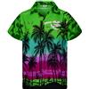 King Kameha JK-Funky Camicia-Hawaiana Uomo Manica-Corta Elegante Palme Tropicali Oceano Unisex