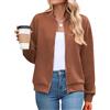 PANOZON Giacca jacquard a manica lunga da donna Bomber Casual con zip Giacca da baseball leggera(XXL,Kaki)