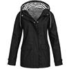 Generico Giacca Impermeabile Donna Leggera, Giacca Antipioggia Donna Antivento Lungo Trench con Cappuccio Traspirante a Vento Raincoat per All'aperto Campeggio Trekking