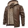 Oanviso Giacca Pelle Uomo Giacca Moto Biker con Cappuccio F Grigio XL | Giubbotto, Manica Lunga, Antivento, Outdoor, Giacche, Parka, di Pelle PU, Caldo, Autunno, Invernale