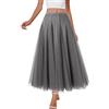 shownicer Gonna Donna Elegante Elastica A-Linea Lungo a Pieghe in Tulle Motivo Floreale Gonne Midi in Pizzo a Vita Alta Casual Gonna A Grigio M