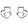 GAOHONGMEI Orecchini a perno a forma di gatto, in argento Sterling 925, ipoallergenici, orecchini da donna a forma di animale bianco Etichettalia unica