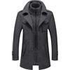 Generico Cappotto Uomo Invernale - Giubbino Autunno Trench Elegante Lungo Peacoat Giaccone Con Bottoni e Cerniera Giacconi Slim Fit Soprabito Stile Caldo Casual Cappotti Con Tasche Giacche 2025, Grigio L