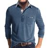 generisch Polo da uomo a maniche lunghe con tasca sul petto in cotone, maglietta da uomo a maniche lunghe, taglia grande, casual, a maniche lunghe, sportiva, traspirante, a maniche lunghe
