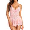 RSLOVE Lingerie per Donna Babydoll in Pizzo Camicia da Notte Sexy in Maglia Chemise con Scollo a V Abito da Notte
