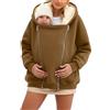 Hanraz Giacca premaman invernale con inserto per neonato, calda e morbida, giacca 2 in 1, in tinta unita, elegante cappotto premaman per donne incinte, A02 Caffè, S