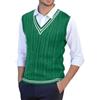 Fulidngzg Maglione Uomo Invernale in Lana Senza Maniche con Collo a V Gilet in Maglia Maglioncino Cotone Casual Pullover Primaverile Leggero Sottogiacca Cashmere Elegante per Case Lavoro,Verde,L