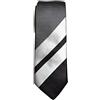 Remo Sartori - Cravatta Stretta Slim Bianca e Nera con Fascia Obliqua, Larghezza cm 6, Made in Italy, Uomo
