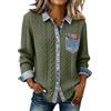 Generic Camicia in Denim Patchwork Donna Chic Ed Elegante Manica Lunga Maglione Girocollo Tinta Unita Maglione Top Outdoor Grandi Taglie Abbigliamento per Primavera Autunno Inverno Giacca Moda, verde, S