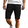 ORANDESIGNE Pantaloni Corti Uomo Bermuda Ragazzo Tasconi Cargo Jeans Strappati Pantaloni con Tasche Laterali Pantalone Uomini Estivo Shorts Elegante Slim Fit F Nero M