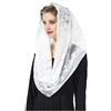 BEAUTELICATE Velo di Pizzo Chiesa Velo da Sposa Cattolica Mantilla Sciarpa Copricapo Infinito per Messa In Latino Nero Avorio V102 (Avorio, Taglia Unica)