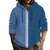 Generic Camicia in lino da uomo con cappuccio, tinta unita, con bottoni, a maniche lunghe, con cappuccio, alla moda, a maniche lunghe, sottile, stile hawaiano, per il tempo libero, Rosa caldo, L