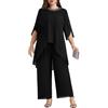 Hanna Nikole Plus Size Madre della Sposa Abito Pantalone in Chiffon per Ospite di Matrimonio 2 Pezzi Vestito Festival Elegante Paillettes Girocollo e Vita Alta Cotail da Sera Set Formale