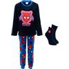 Marvel Spiderman Pigiama per Ragazzi, T-Shirt e Pantaloni Lunghi in Velluto, Pigiama 2 Pezzi e Calzini Antiscivolo, Regalo per Bambino, Taglie 3 a 8 Anni (IT, età, 8 Anni, Regular, Blu)