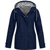 Generico Giacca Impermeabile Donna Leggera, Giacca Antipioggia Donna Antivento Lungo Trench con Cappuccio Traspirante a Vento Raincoat per All'aperto Campeggio Trekking