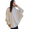 Marenza Poncho Misto Cashmere Kimono Collo Anello Donna Made in Italy Doppio Filo Manica Lunga Lana Merino Cachemire Mantella Taglia Unica Regalo Abbigliamento Inverno Coprispalle (Beige Chiaro)