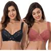 Curve Muse Reggiseno con Ferretto Sfoderato con Spallacci Imbottiti-x2 | Spalline Imbottite, Stampato, Balconcino, Effetto Lifting, Floreale, T-shirt
