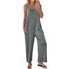 shownicer Salopette Larghe da Donna Estiva Senza Maniche Tuta Elegante Tinta Unita Bretelle Pantaloni Casual Sciolto Overall Salopette con Tasche A Grigio XXL