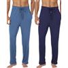 goodmansam Confezione da 2 Lunghi Pantaloni Pigiama da Uomo Abbigliamento da Notte di Casual Tinta Unita con Tasche Laterali per Casa Relax