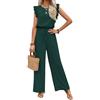 nicticsi Completo da Donna a 2 Pezzi Top Senza Maniche con Scollo Rotondo e Pantaloni Sets Tuta de Elegante Tailleur Estivo Casual Tinta Unita Tute A Verde Scuro M
