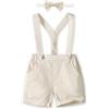 Volunboy Bambino Pantaloncini con Bretelle, Ragazzo Estivi Casual Lino Shorts con Papillon 3 Pezzi