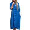 BOFETA Donne Abiti Midi Estivi da Spiaggia Tinta Unita in Cotone E Lino Copricostumi Oversize in Garza Blu XL
