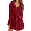 shownicer Accappatoio Donna con Cappuccio Accappatoio Donna Spugna Morbida con Cappuccio Accappatoio con Tasche Cappuccio e Cintura Accappatoio Leggero Accappatoio Corto A Vino Rosso XS