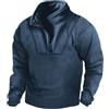 Generisch Teddy Fleece Pullover da uomo, in pile con 1/4 zip, collo alto, maglione invernale caldo Beuqeme, slim fit, felpa leggera e comoda per il tempo libero e il lavoro, Blu marino, L