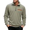 Lovraj Felpa a mezza zip, da uomo, con colletto alto, in pile, con taschino, autunno, a maniche lunghe, senza cappuccio, verde, 3XL