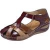LJFIWY Sandali ortopedici da donna, punta chiusa, morbidi, larghi, sandali estivi per alluce valgo, supporto per arco plantare, in pelle, stile retrò, scarpe romane da giardino, taglie 3-7,5, Rosso,